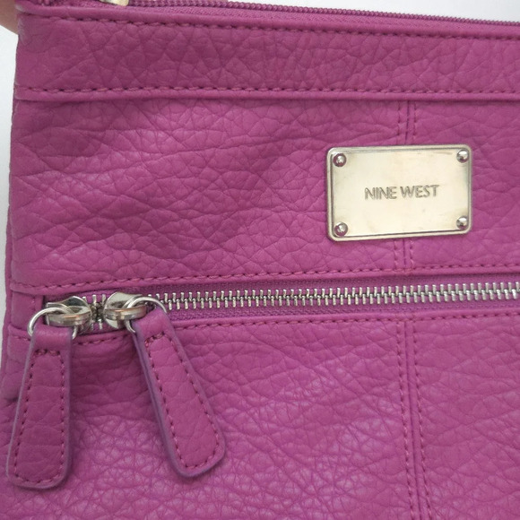 Nine West Fuchsia Pink Pebbled Leather Crossbody Handbag - Picture 3 of 6